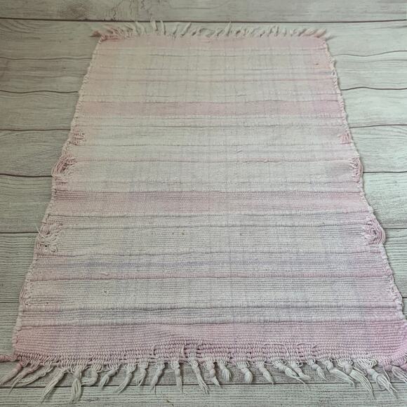 Light Pink and Purple Plaid Rug with Knotted Tassel Ends - Picture 9 of 16